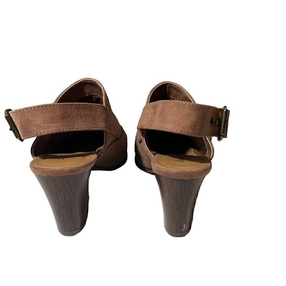 Qupid Nava Women's Slingback Pointed Toe Western Mules Brown Mocha Mauve Size 8 - Picture 7 of 16